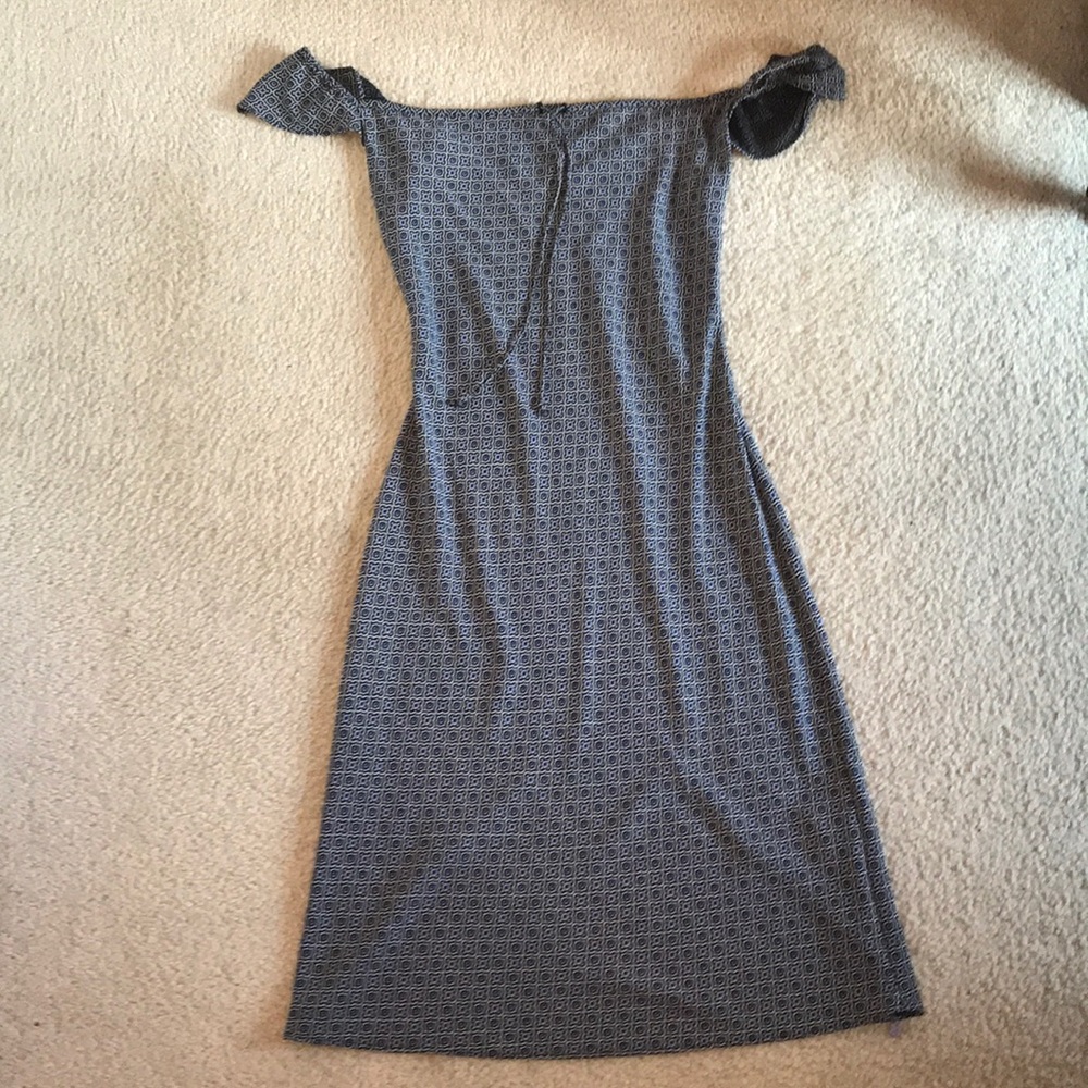 Patterned Off-The-Shoulder Knee-Length Dress - image 5